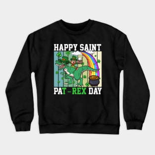 Happy Saint Pat-Rex Day Leprechaun With T-Rex Crewneck Sweatshirt